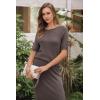 image:imageArachampCloz Womens Wool Blend Sweater 2 Piece Sets Business Casual Short Sleeve Top Midi Dress OutfitsCoffee