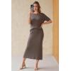 image:imageArachampCloz Womens Wool Blend Sweater 2 Piece Sets Business Casual Short Sleeve Top Midi Dress OutfitsCoffee
