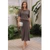 image:imageArachampCloz Womens Wool Blend Sweater 2 Piece Sets Business Casual Short Sleeve Top Midi Dress OutfitsCoffee
