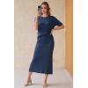 image:imageArachampCloz Womens Wool Blend Sweater 2 Piece Sets Business Casual Short Sleeve Top Midi Dress OutfitsNavy