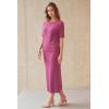 image:imageArachampCloz Womens Wool Blend Sweater 2 Piece Sets Business Casual Short Sleeve Top Midi Dress OutfitsRose Red