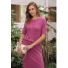 image:imageArachampCloz Womens Wool Blend Sweater 2 Piece Sets Business Casual Short Sleeve Top Midi Dress OutfitsRose Red