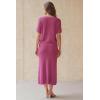 image:imageArachampCloz Womens Wool Blend Sweater 2 Piece Sets Business Casual Short Sleeve Top Midi Dress OutfitsRose Red
