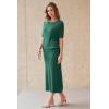 image:imageArachampCloz Womens Wool Blend Sweater 2 Piece Sets Business Casual Short Sleeve Top Midi Dress OutfitsTeal