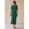 image:imageArachampCloz Womens Wool Blend Sweater 2 Piece Sets Business Casual Short Sleeve Top Midi Dress OutfitsTeal