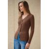 image:imageArachampCloz Womens 100 Cotton Lace Button Going Out Slim Fitted Cardigan Sweater 2026Brown
