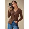 image:imageArachampCloz Womens 100 Cotton Lace Button Going Out Slim Fitted Cardigan Sweater 2026Brown
