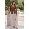 image:imageArachampCloz Womens 100 Cotton Lace Button Going Out Slim Fitted Cardigan Sweater 2026Brown