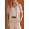 image:imageArachampCloz Womens Lightweight Short Sleeve Business Casual Cropped Cardigan TopsAapricot
