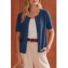 image:imageArachampCloz Womens Lightweight Short Sleeve Business Casual Cropped Cardigan TopsAdark Blue