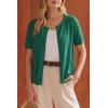 image:imageArachampCloz Womens Lightweight Short Sleeve Business Casual Cropped Cardigan TopsAteal
