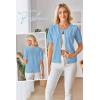 image:imageArachampCloz Womens Lightweight Short Sleeve Business Casual Cropped Cardigan TopsLight Blue