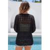 image:imageArachampCloz Womens Linen Blend Summer Crochet Cardigans Lightweight Lacey Kint Hollow Out Beach Vacation Outfits Trendy 2026Black
