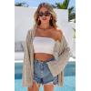 image:imageArachampCloz Womens Linen Blend Summer Crochet Cardigans Lightweight Lacey Kint Hollow Out Beach Vacation Outfits Trendy 2026Khaki
