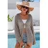 image:imageArachampCloz Womens Linen Blend Summer Crochet Cardigans Lightweight Lacey Kint Hollow Out Beach Vacation Outfits Trendy 2026Nutmeg