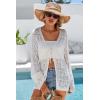 image:imageArachampCloz Womens Linen Blend Summer Crochet Cardigans Lightweight Lacey Kint Hollow Out Beach Vacation Outfits Trendy 2026White