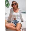 image:imageArachampCloz Womens Linen Blend Summer Crochet Cardigans Lightweight Lacey Kint Hollow Out Beach Vacation Outfits Trendy 2026White