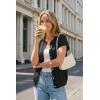 image:imageArachampCloz Womens Wool Blend Batwing Short Sleeve Button Up Summer Oversized Cardigan SweatersBlack