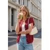 image:imageArachampCloz Womens Wool Blend Batwing Short Sleeve Button Up Summer Oversized Cardigan SweatersBurgundy
