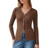 image:imageArachampCloz Womens 100 Cotton Lace Button Going Out Slim Fitted Cardigan Sweater 2026Brown