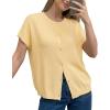 image:imageArachampCloz Womens Wool Blend Batwing Short Sleeve Button Up Summer Oversized Cardigan SweatersYellow
