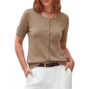 image:imageArachampCloz Womens Lightweight Short Sleeve Business Casual Cropped Cardigan TopsAcamel