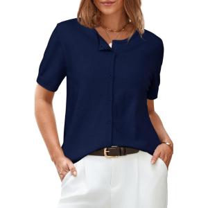 image:imageArachampCloz Womens Lightweight Short Sleeve Business Casual Cropped Cardigan TopsNavy