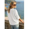 image:imageArachampCloz Womens 100 Cotton 34 Length Sleeve Sweater Crochet Tops Shirts Casual Blouses Resort Wear Summer 2026Beige