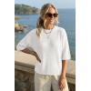 image:imageArachampCloz Womens 100 Cotton 34 Length Sleeve Sweater Crochet Tops Shirts Casual Blouses Resort Wear Summer 2026Beige
