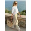 image:imageArachampCloz Womens 100 Cotton 34 Length Sleeve Sweater Crochet Tops Shirts Casual Blouses Resort Wear Summer 2026Beige