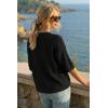 image:imageArachampCloz Womens 100 Cotton 34 Length Sleeve Sweater Crochet Tops Shirts Casual Blouses Resort Wear Summer 2026Black