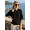 image:imageArachampCloz Womens 100 Cotton 34 Length Sleeve Sweater Crochet Tops Shirts Casual Blouses Resort Wear Summer 2026Black