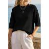 image:imageArachampCloz Womens 100 Cotton 34 Length Sleeve Sweater Crochet Tops Shirts Casual Blouses Resort Wear Summer 2026Black