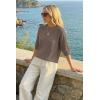image:imageArachampCloz Womens 100 Cotton 34 Length Sleeve Sweater Crochet Tops Shirts Casual Blouses Resort Wear Summer 2026Coffee