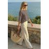image:imageArachampCloz Womens 100 Cotton 34 Length Sleeve Sweater Crochet Tops Shirts Casual Blouses Resort Wear Summer 2026Coffee