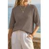 image:imageArachampCloz Womens 100 Cotton 34 Length Sleeve Sweater Crochet Tops Shirts Casual Blouses Resort Wear Summer 2026Coffee