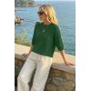 image:imageArachampCloz Womens 100 Cotton 34 Length Sleeve Sweater Crochet Tops Shirts Casual Blouses Resort Wear Summer 2026Green