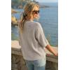 image:imageArachampCloz Womens 100 Cotton 34 Length Sleeve Sweater Crochet Tops Shirts Casual Blouses Resort Wear Summer 2026Grey