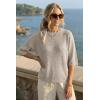 image:imageArachampCloz Womens 100 Cotton 34 Length Sleeve Sweater Crochet Tops Shirts Casual Blouses Resort Wear Summer 2026Grey