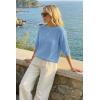 image:imageArachampCloz Womens 100 Cotton 34 Length Sleeve Sweater Crochet Tops Shirts Casual Blouses Resort Wear Summer 2026Light Blue