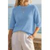 image:imageArachampCloz Womens 100 Cotton 34 Length Sleeve Sweater Crochet Tops Shirts Casual Blouses Resort Wear Summer 2026Light Blue