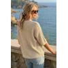 image:imageArachampCloz Womens 100 Cotton 34 Length Sleeve Sweater Crochet Tops Shirts Casual Blouses Resort Wear Summer 2026Light Khaki