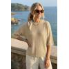 image:imageArachampCloz Womens 100 Cotton 34 Length Sleeve Sweater Crochet Tops Shirts Casual Blouses Resort Wear Summer 2026Light Khaki