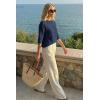 image:imageArachampCloz Womens 100 Cotton 34 Length Sleeve Sweater Crochet Tops Shirts Casual Blouses Resort Wear Summer 2026Navy