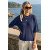 image:imageArachampCloz Womens 100 Cotton 34 Length Sleeve Sweater Crochet Tops Shirts Casual Blouses Resort Wear Summer 2026Navy