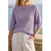 image:imageArachampCloz Womens 100 Cotton 34 Length Sleeve Sweater Crochet Tops Shirts Casual Blouses Resort Wear Summer 2026Purple