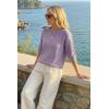image:imageArachampCloz Womens 100 Cotton 34 Length Sleeve Sweater Crochet Tops Shirts Casual Blouses Resort Wear Summer 2026Purple