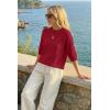 image:imageArachampCloz Womens 100 Cotton 34 Length Sleeve Sweater Crochet Tops Shirts Casual Blouses Resort Wear Summer 2026Red