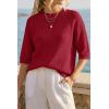 image:imageArachampCloz Womens 100 Cotton 34 Length Sleeve Sweater Crochet Tops Shirts Casual Blouses Resort Wear Summer 2026Red