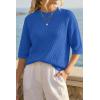 image:imageArachampCloz Womens 100 Cotton 34 Length Sleeve Sweater Crochet Tops Shirts Casual Blouses Resort Wear Summer 2026Royal Blue